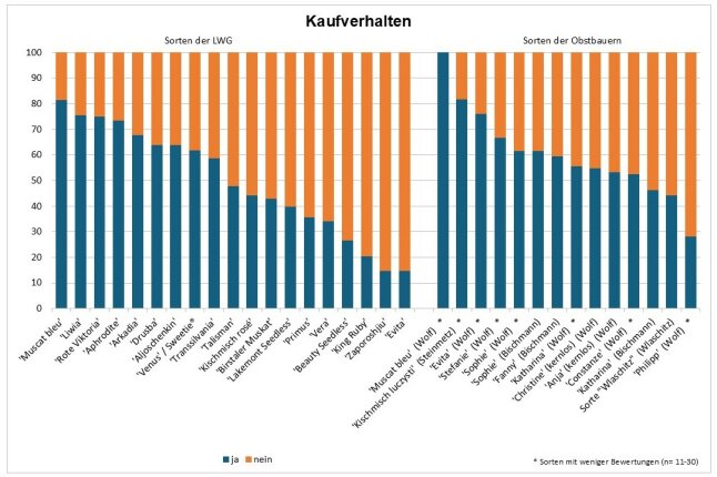 Zweifarbige Säulendiagramm mit Bewertung der Kaufbereitschaft der Tester dargestellt.