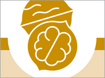 Ein Symbol einer braunen Walnuss.