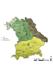 Die Vorkommensgebiete gebietseigener Gehölze in Bayern sind gegenüber dem BMU-Leitfaden weiter unterteilt worden. (Quelle: www.lfu-bayern.de)