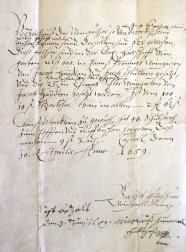 Urkunde mit Jahreszahl 1659 in alter Schrift