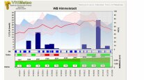 Grafik aus VitiMeteo mit Witterung, Zuwachs, Peronosporarisiko über 2 Wochen plus Prognose