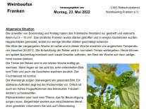 Auszug aus dem Weinbaufax vom 23. Mai 2022 mit dem Bild eines Gescheins kurz vor der Blüte
